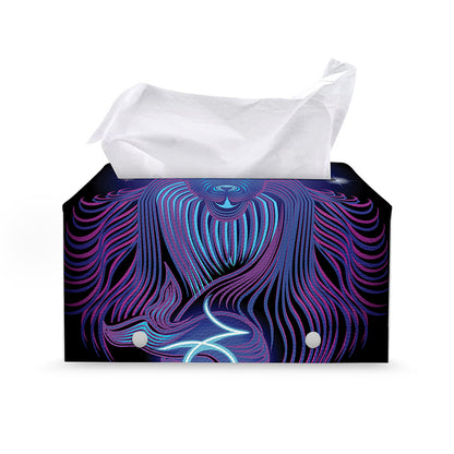 Dark Capricorn Zodiac Sign Print Leather Tissue Box Cover