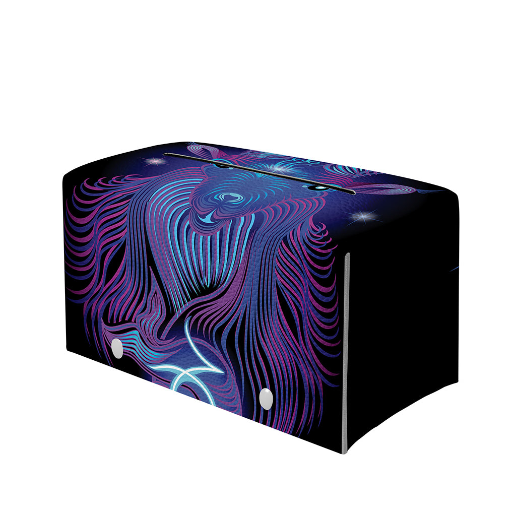 Dark Capricorn Zodiac Sign Print Leather Tissue Box Cover