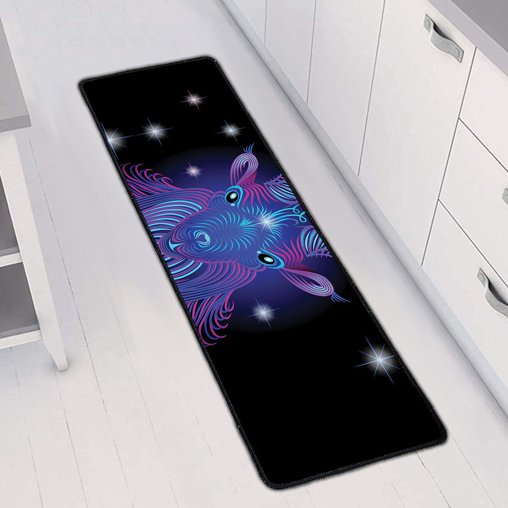 Dark Capricorn Zodiac Sign Print Long Kitchen Mat