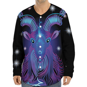 Dark Capricorn Zodiac Sign Print Long Sleeve Baseball Jersey