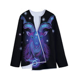 Dark Capricorn Zodiac Sign Print Long Sleeve Short Coat