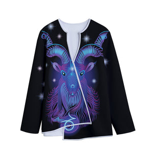 Dark Capricorn Zodiac Sign Print Long Sleeve Short Coat