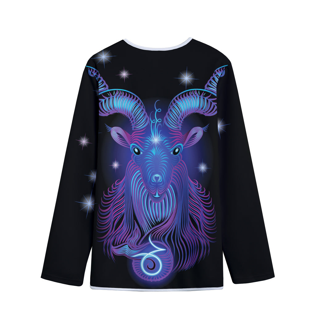 Dark Capricorn Zodiac Sign Print Long Sleeve Short Coat