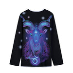 Dark Capricorn Zodiac Sign Print Long Sleeve Short Coat