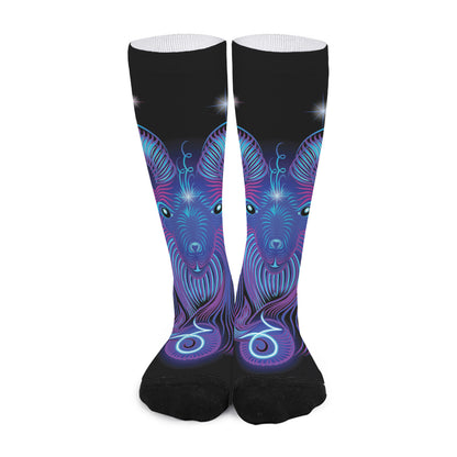 Dark Capricorn Zodiac Sign Print Long Socks