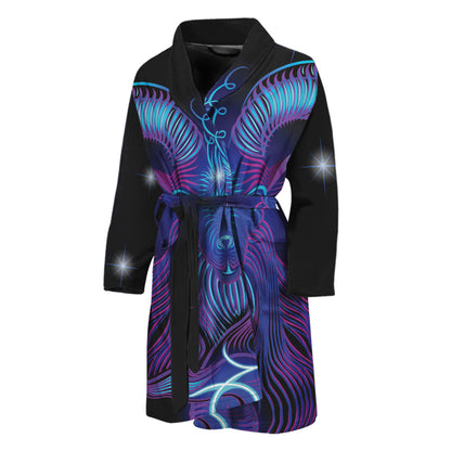 Dark Capricorn Zodiac Sign Print Men's Bathrobe