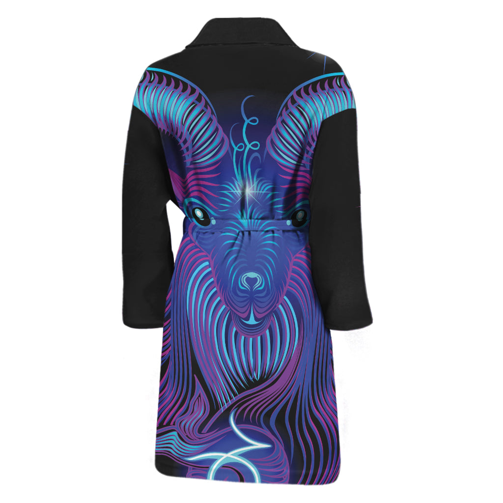 Dark Capricorn Zodiac Sign Print Men's Bathrobe