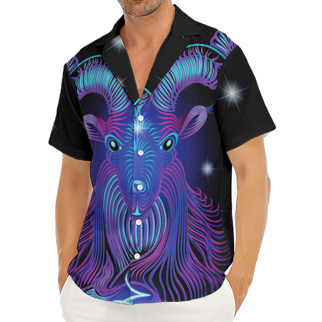 Dark Capricorn Zodiac Sign Print Men's Deep V-Neck Shirt