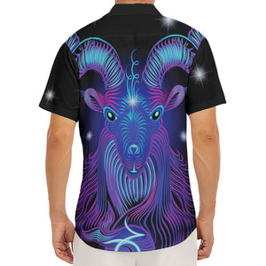 Dark Capricorn Zodiac Sign Print Men's Deep V-Neck Shirt