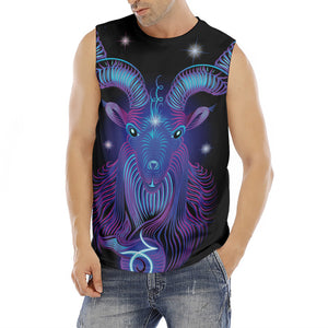 Dark Capricorn Zodiac Sign Print Men's Fitness Tank Top