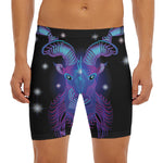 Dark Capricorn Zodiac Sign Print Men's Long Boxer Briefs