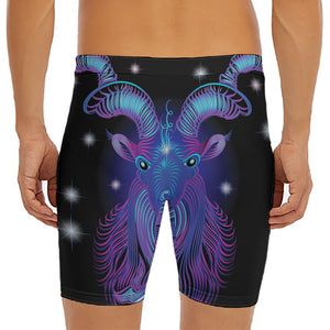 Dark Capricorn Zodiac Sign Print Men's Long Boxer Briefs