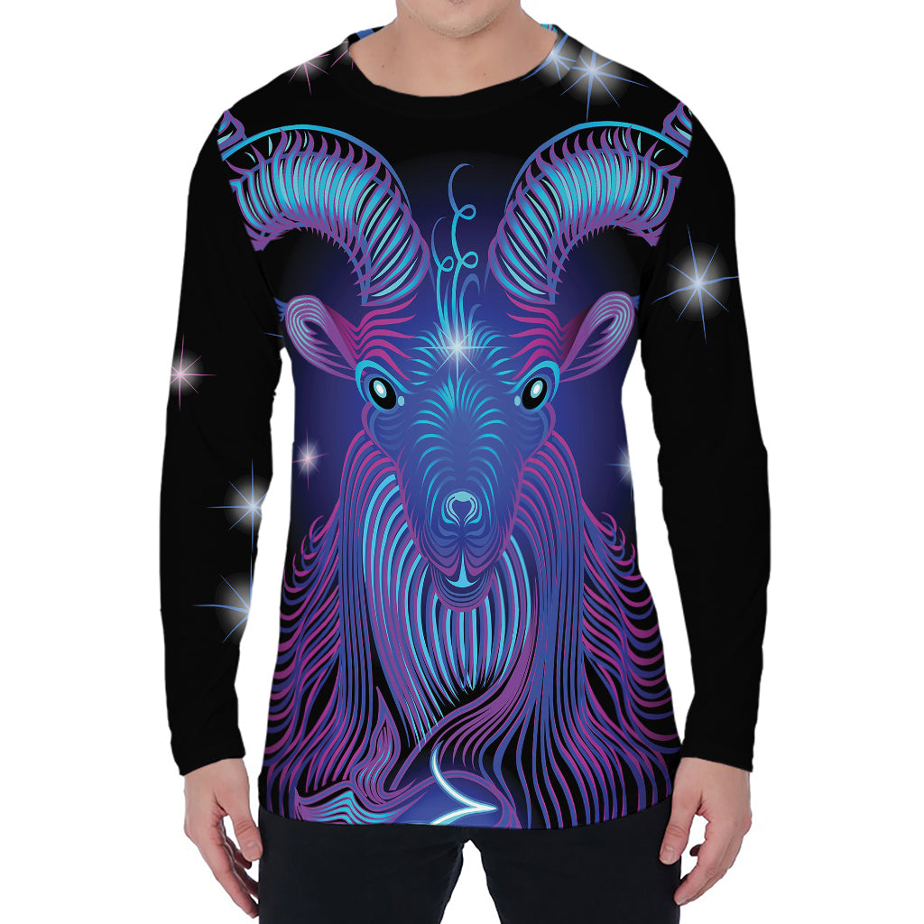 Dark Capricorn Zodiac Sign Print Men's Long Sleeve T-Shirt