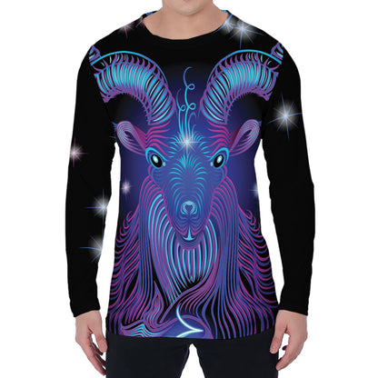 Dark Capricorn Zodiac Sign Print Men's Long Sleeve T-Shirt