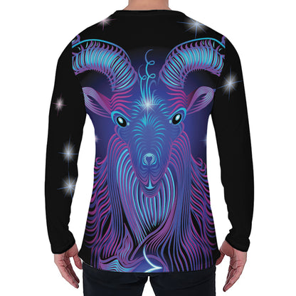 Dark Capricorn Zodiac Sign Print Men's Long Sleeve T-Shirt