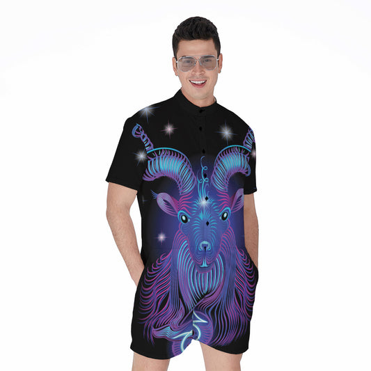 Dark Capricorn Zodiac Sign Print Men's Rompers