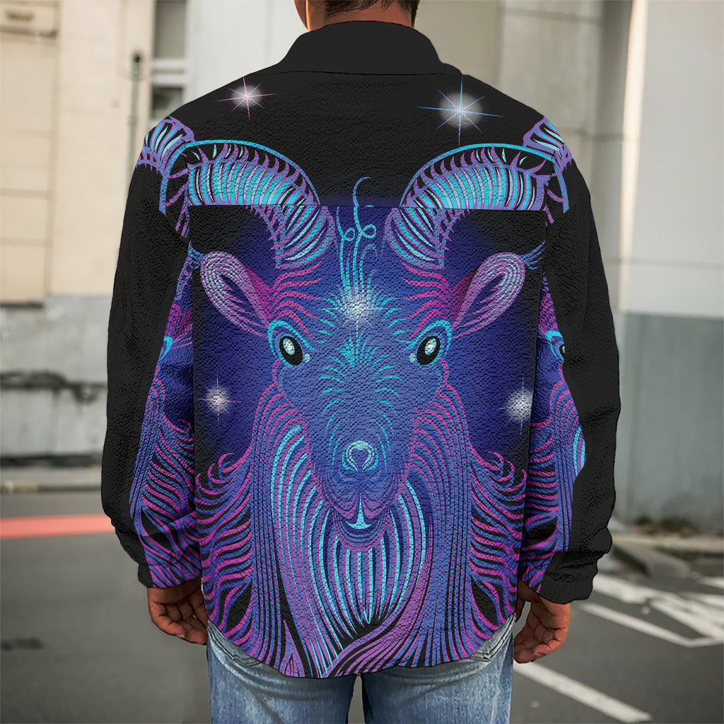 Dark Capricorn Zodiac Sign Print Men's Shirt Jacket