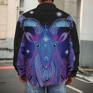 Dark Capricorn Zodiac Sign Print Men's Shirt Jacket