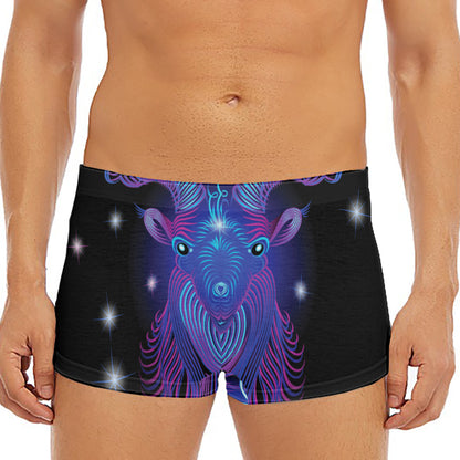 Dark Capricorn Zodiac Sign Print Men's Short Boxer Briefs