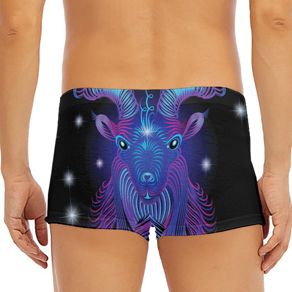 Dark Capricorn Zodiac Sign Print Men's Short Boxer Briefs