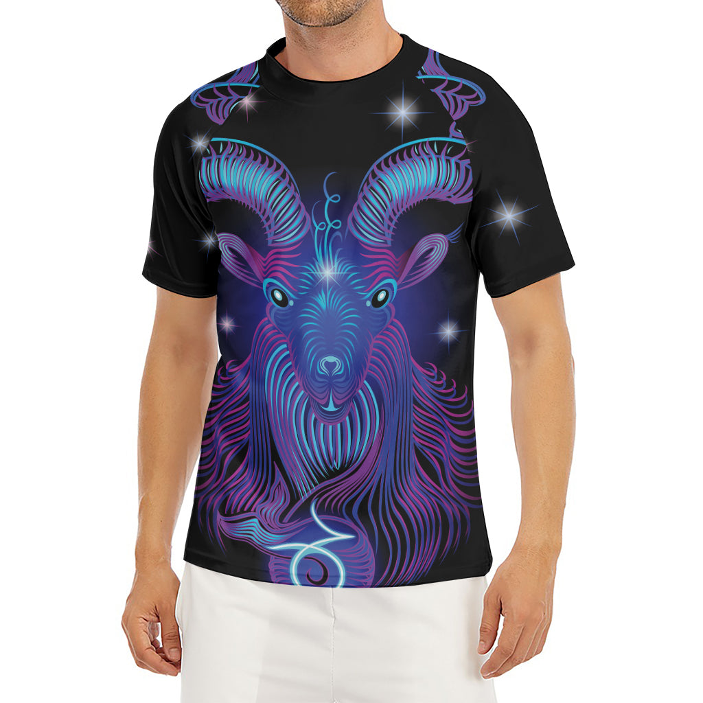 Dark Capricorn Zodiac Sign Print Men's Short Sleeve Rash Guard