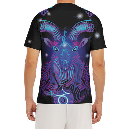 Dark Capricorn Zodiac Sign Print Men's Short Sleeve Rash Guard