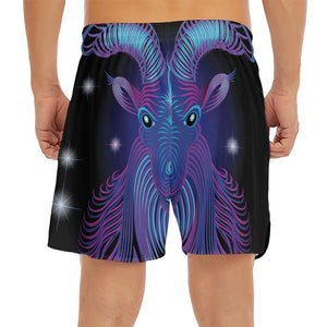 Dark Capricorn Zodiac Sign Print Men's Split Running Shorts