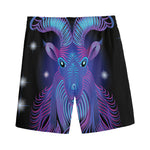 Dark Capricorn Zodiac Sign Print Men's Sports Shorts