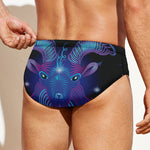 Dark Capricorn Zodiac Sign Print Men's Swim Briefs