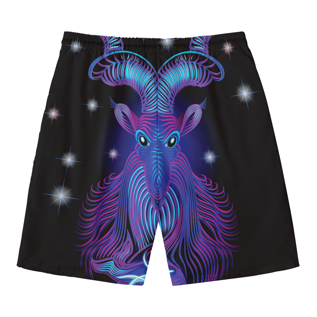 Dark Capricorn Zodiac Sign Print Men's Swim Trunks