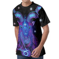 Dark Capricorn Zodiac Sign Print Men's Velvet T-Shirt