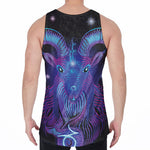 Dark Capricorn Zodiac Sign Print Men's Velvet Tank Top