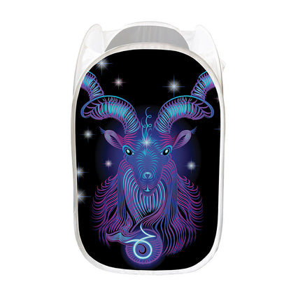 Dark Capricorn Zodiac Sign Print Mesh Laundry Hamper