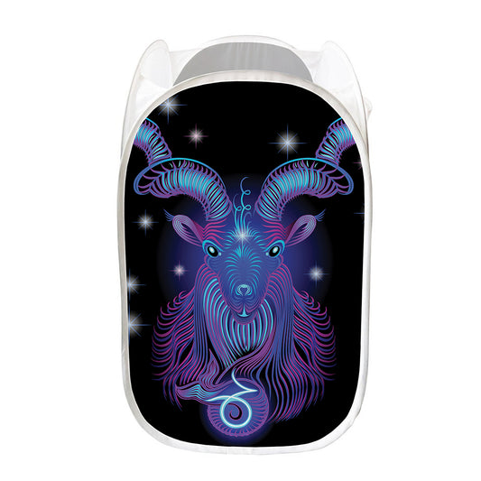 Dark Capricorn Zodiac Sign Print Mesh Laundry Hamper