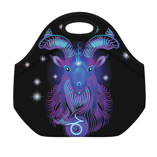 Dark Capricorn Zodiac Sign Print Neoprene Lunch Bag