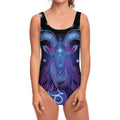 Dark Capricorn Zodiac Sign Print One Piece Swimsuit