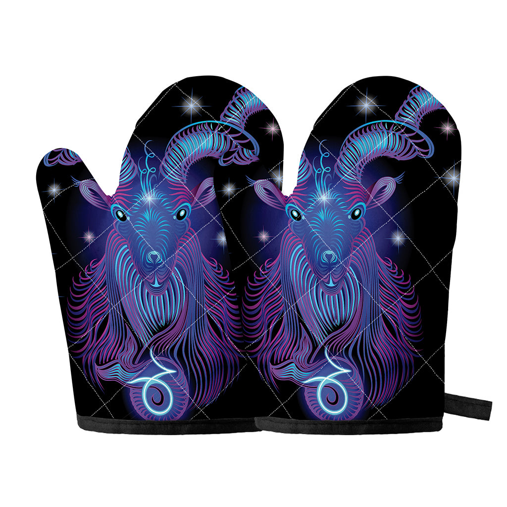 Dark Capricorn Zodiac Sign Print Oven Mitts