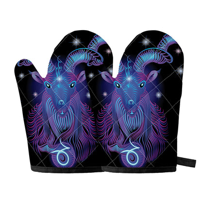 Dark Capricorn Zodiac Sign Print Oven Mitts