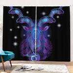 Dark Capricorn Zodiac Sign Print Pencil Pleat Curtains