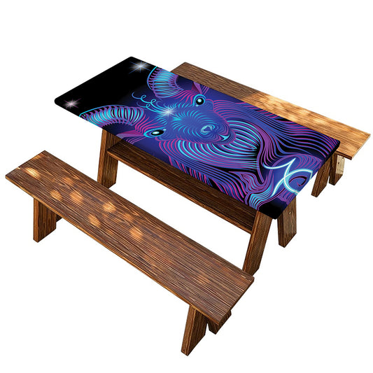 Dark Capricorn Zodiac Sign Print Picnic Table Cover