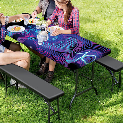 Dark Capricorn Zodiac Sign Print Picnic Table Cover