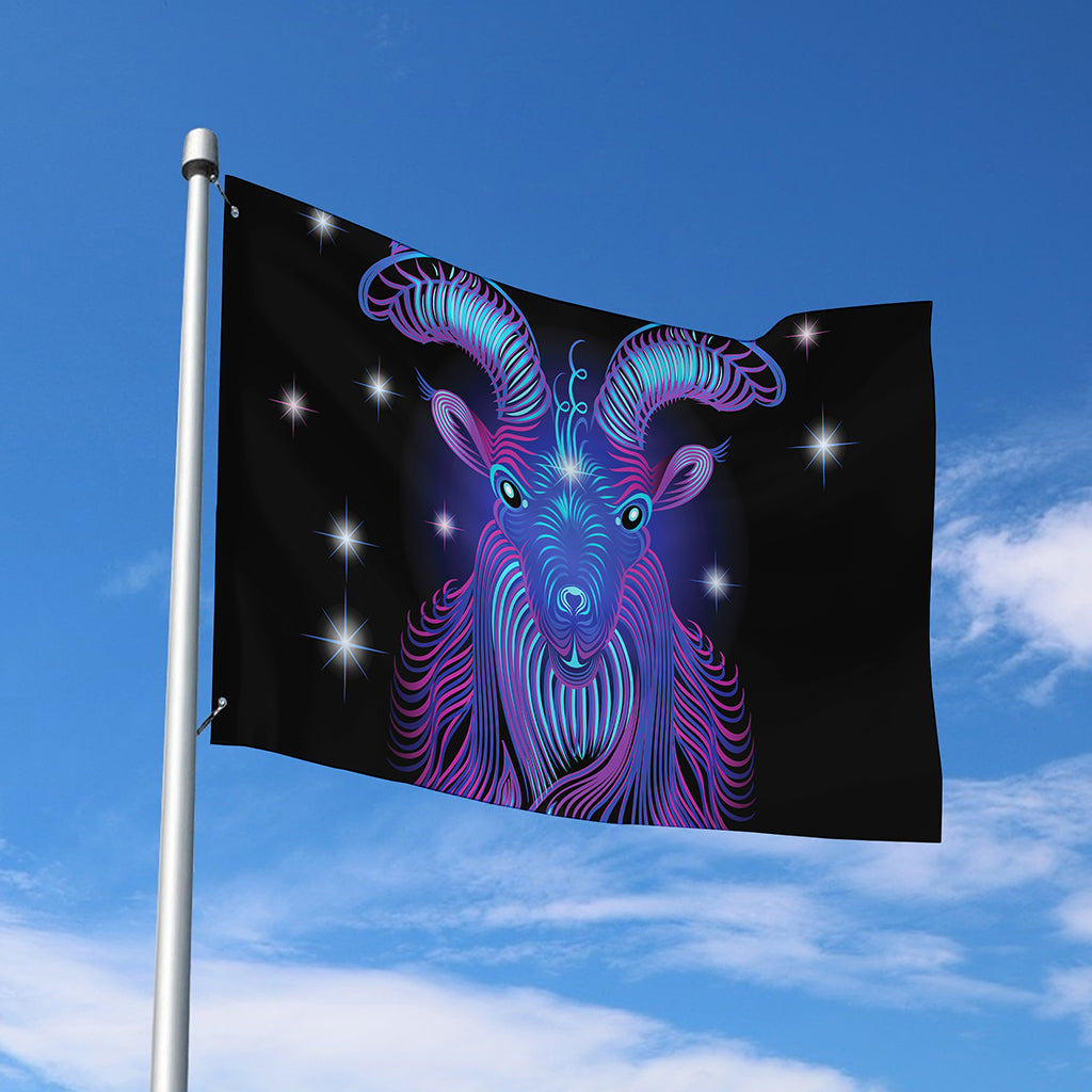 Dark Capricorn Zodiac Sign Print Polyester Flag