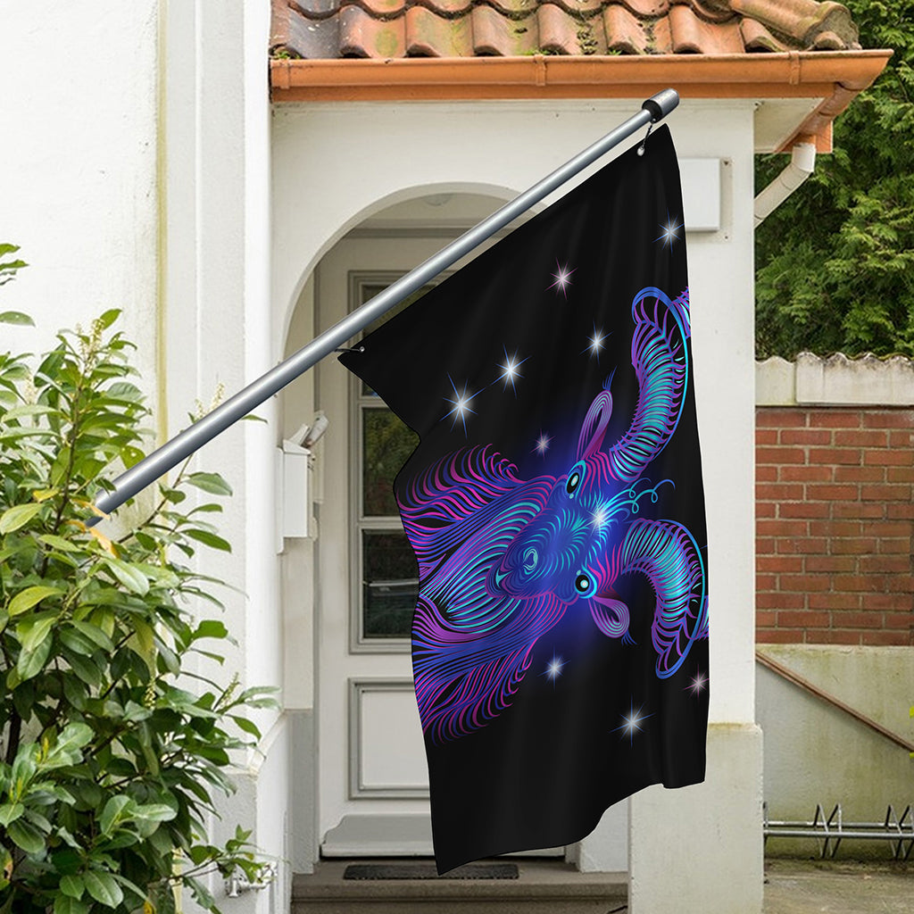 Dark Capricorn Zodiac Sign Print Polyester Flag