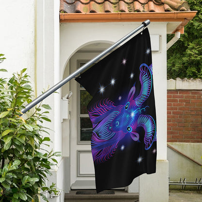 Dark Capricorn Zodiac Sign Print Polyester Flag