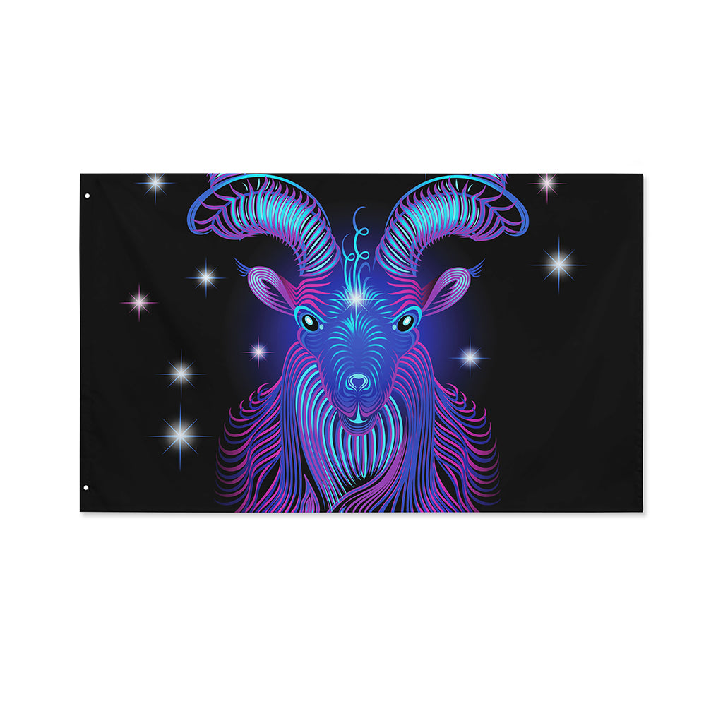 Dark Capricorn Zodiac Sign Print Polyester Flag