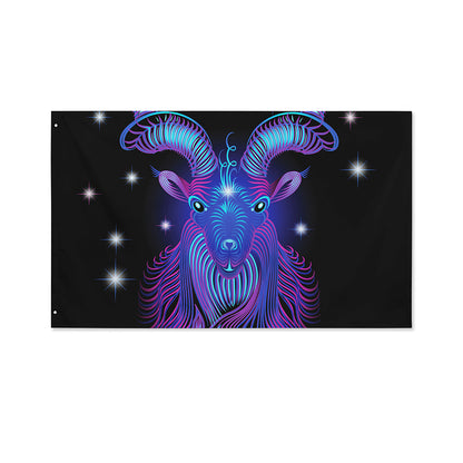 Dark Capricorn Zodiac Sign Print Polyester Flag