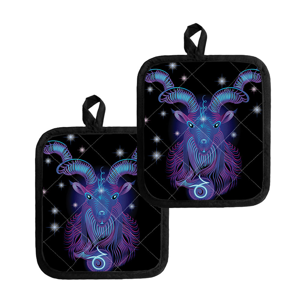 Dark Capricorn Zodiac Sign Print Pot Holders