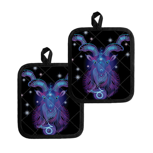 Dark Capricorn Zodiac Sign Print Pot Holders