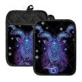 Dark Capricorn Zodiac Sign Print Pot Holders With Pocket