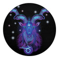 Dark Capricorn Zodiac Sign Print Round Blanket